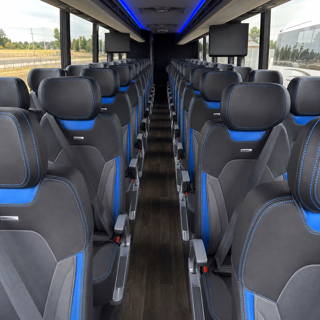 56 passenger charter bus inside